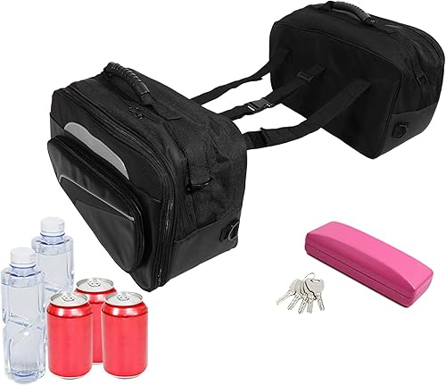 Miniatura 6 de X AUTOHAUX 1 par universal de alforjas laterales para motocicleta, bolsa de equipaje de ciclismo, hebillas ajustables, piel sintética, color negro,