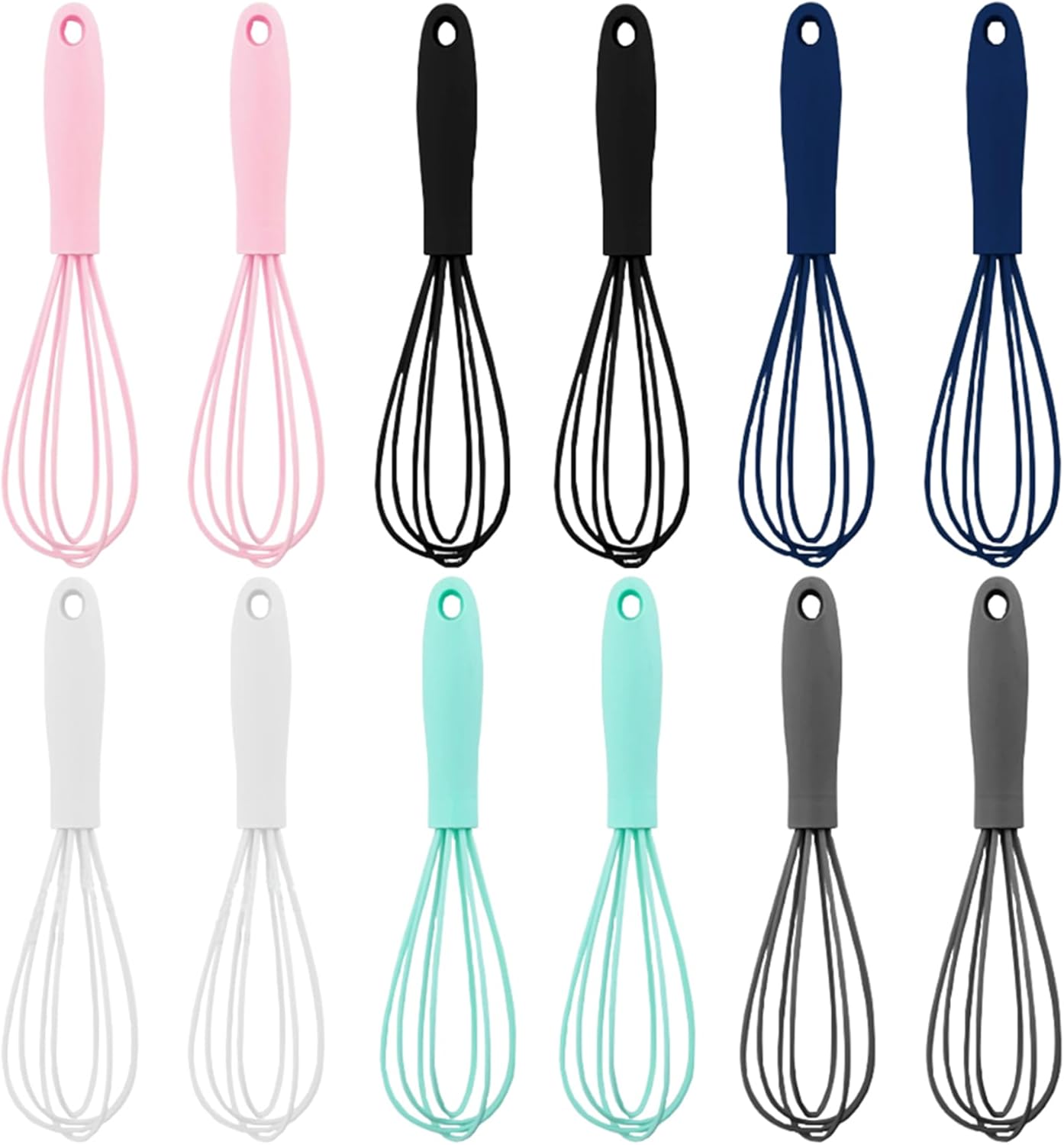 Whisk,6.7in Non Scratch Silicone Whisks,Balloon Egg Beater Perfect For Blending,Whisking,Beating,Frothing Stirring Set Of 12