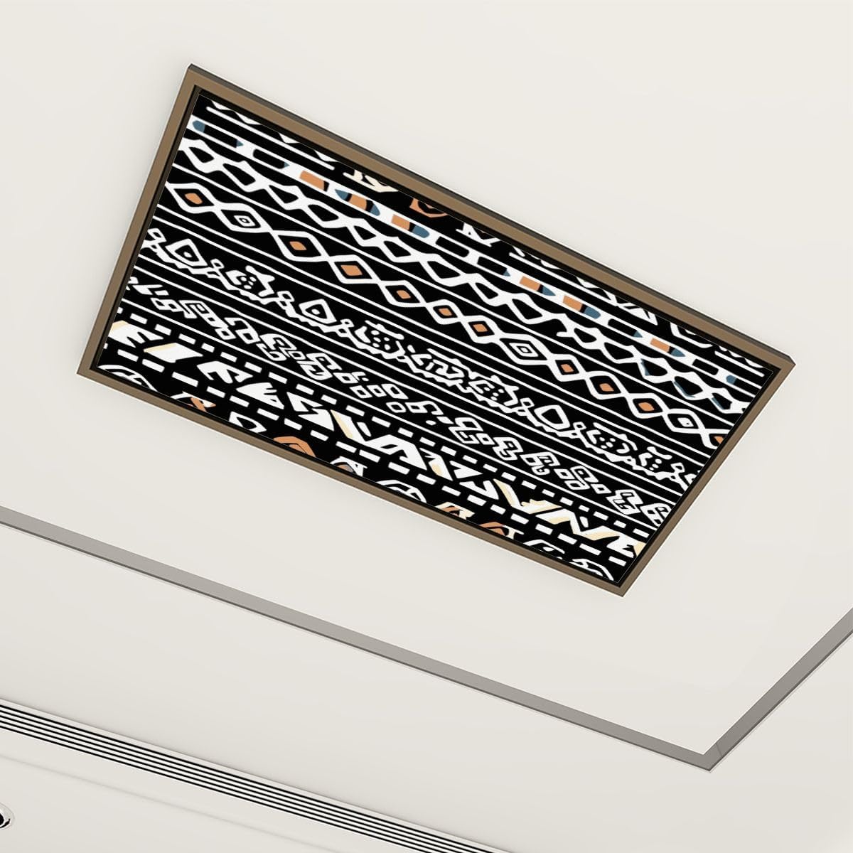 4 Pack Fluorescent Light Covers for Ceiling Lights Black white ethnic South America abstract stripe seamless pattern Decorative Magnetic Fluorescent Light Filters for Classroom Office Home 4x2 ft