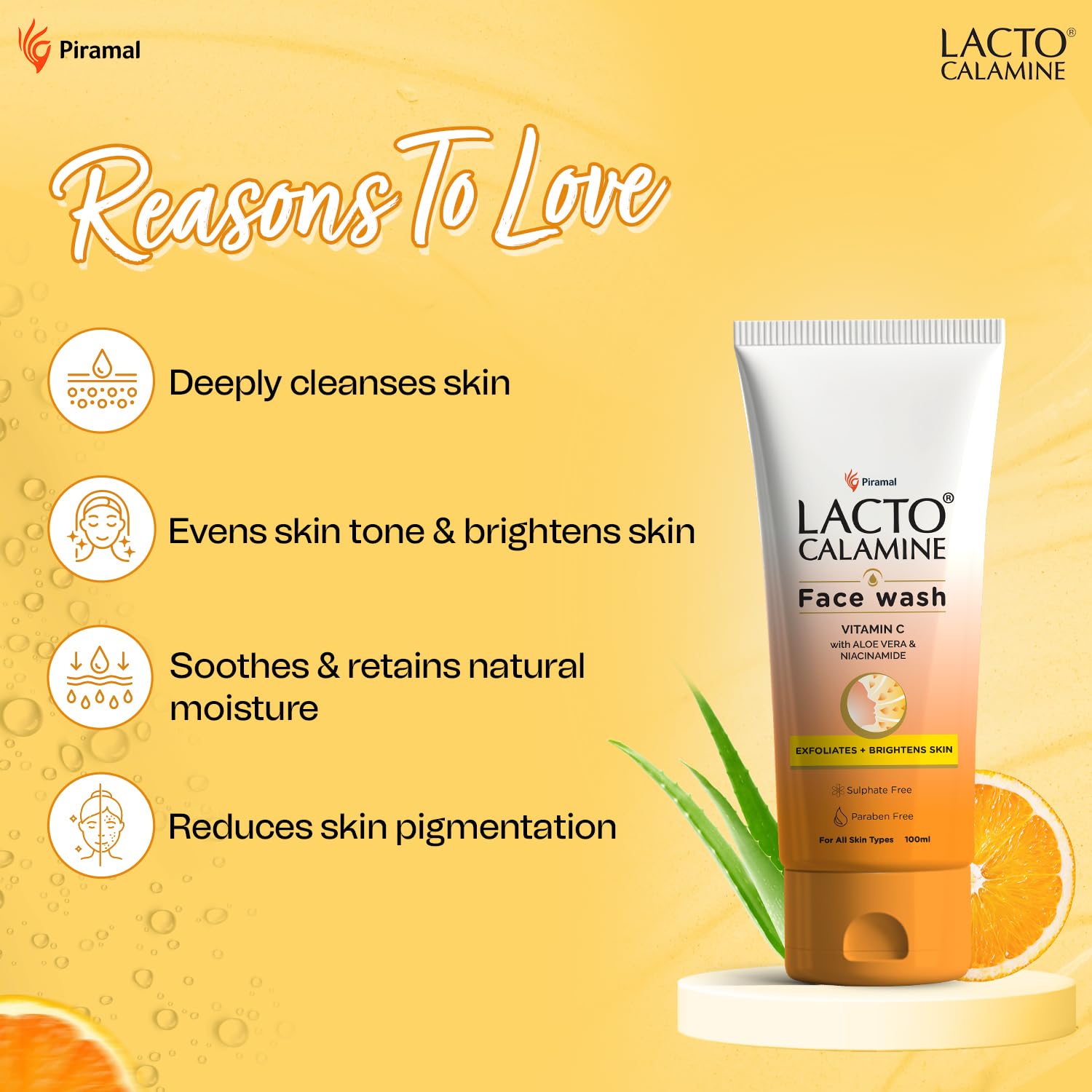 Lacto Calamine Vitamin C Face Wash | Pack of 1 x 100ml | Aloe Vera & Niacinamide Face Wash for Glowing Skin | Facewash that Exfoliates Skin & Reduces Pigmentation | No Parabens, No Sulphates Lacto Calamine Vitamin C Face Wash | Pack of 1 x 100ml | Aloe Vera & Niacinamide Face Wash for Glowing Skin | Facewash that Exfoliates Skin & Reduces Pigmentation | No Parabens, No Sulphates