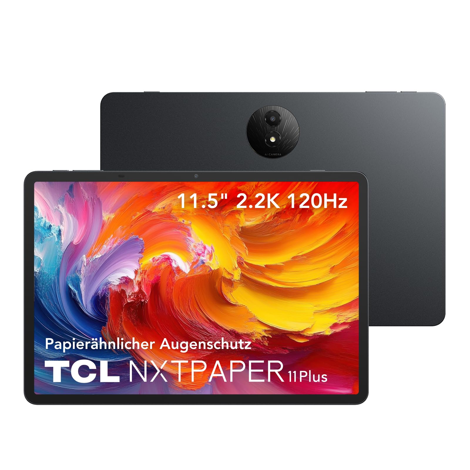 TCL NXTPAPER 11 Plus Tablet, 11,5" 2.2K NXTPAPER 4.0 Display, integrierte KI, 256 GB ROM, 8 GB + 8 GB RAM-Erweiterung, 8000-mAh-Akku, Schnellladung, Android 15, Dunkelgrau