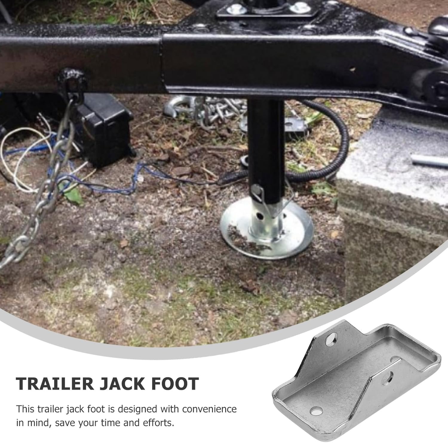 Trailer Jack Foot Pad with Safety Pin Removable Trailer Jack Bracket Stabilizer Foot Plate for Recreational Vehicle Leveling