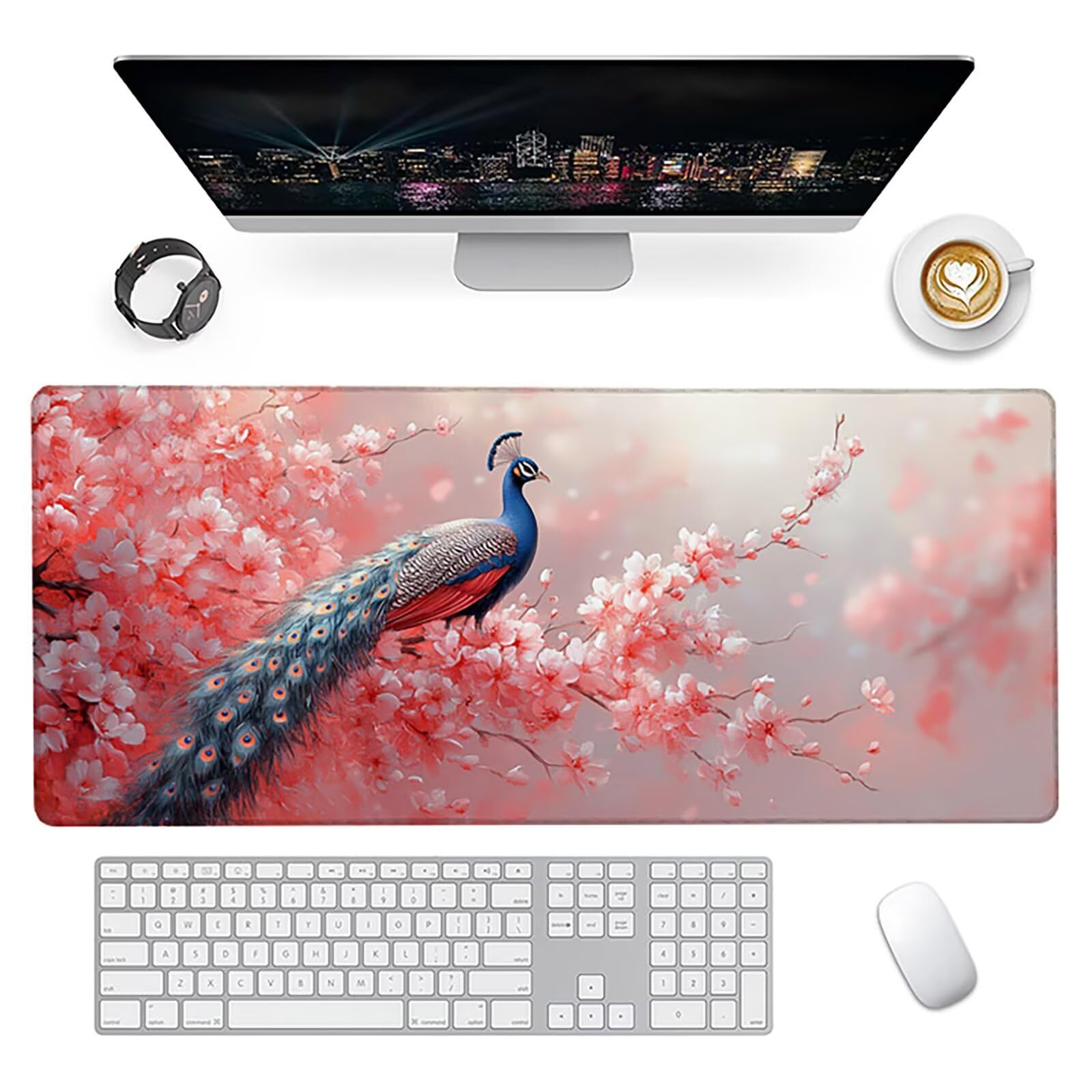 Premium Mouse Pad -Peacock Flower Small Mousepad - Computer Mouse Pad - Comfortable Mouse Mats Surface For Control Accuracy Desk Regular Home Office