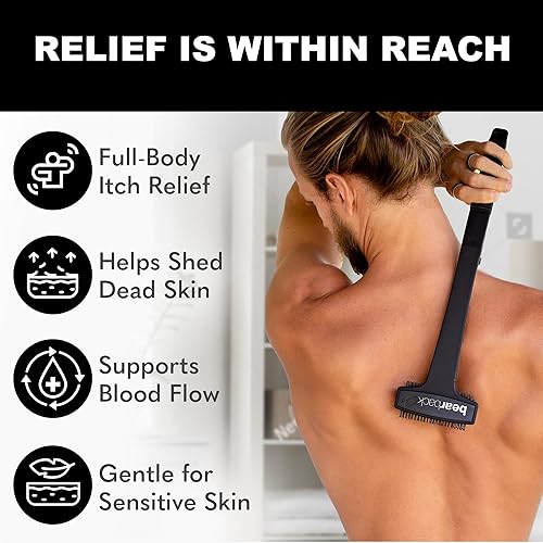 Miniatura 4 de Rascador de espalda Bearback Rascador premium para espalda y cuerpo. El cepillo original exfoliante con mango largo, extensible, con cerdas grandes