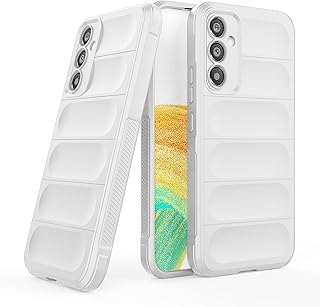 جراب حماية من السيليكون والبولي يوريثين المقاوم للحرارة ببطانة مايكروفايبر مع للكاميرا لموبايل سامسونج جالاكسي A34 شبكة الجيل الخامس 5G ابيض سيليكون بولي اللدن بالحرارة