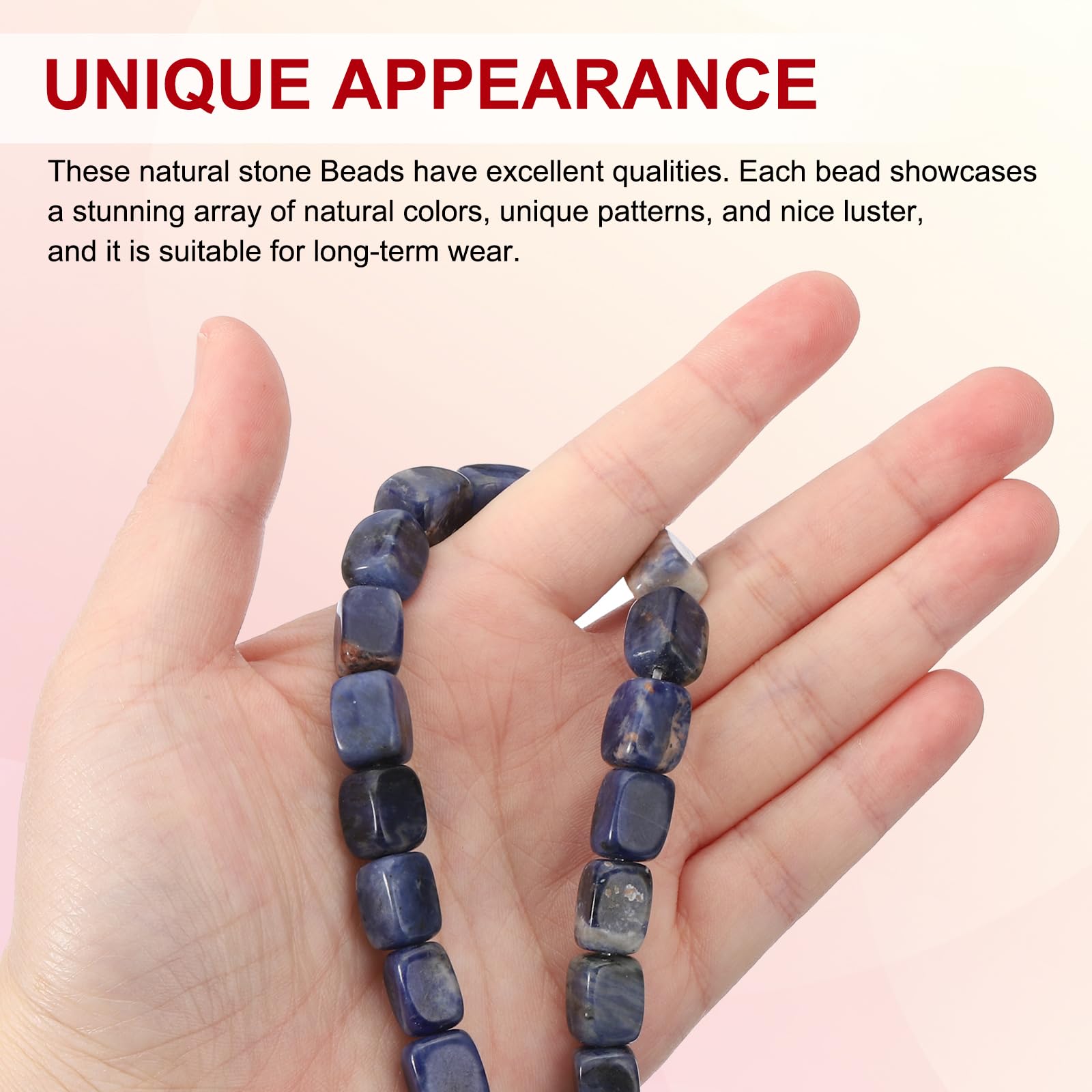 PATIKIL 12x8mm Natural Stone Indigo Blue Crystal Agate Beads for Jewelry Making 1 Strand 15"/38cm Cuboid Loose Spacer Beads - Image 3
