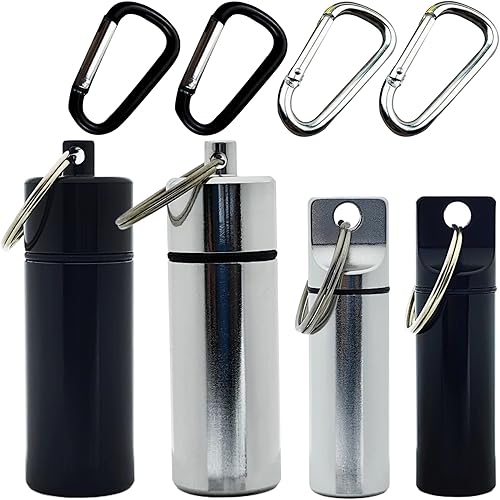 OMO - Pastillero pequeño organizador de viaje para bolso, mini funda de bolsillo, llavero pequeño para botella (paquete de 4)