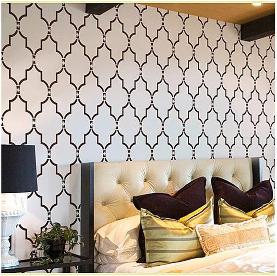 Wall Stencil Marrakech Trellis - Modern Stencils for Wall Painting - Try Wall Stencils Instead of Wallpaper - Large Wall Stencils for DIY Home Decor