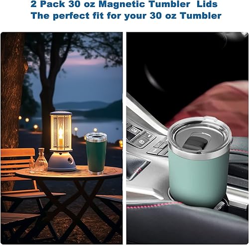 Miniatura 7 de YETI - Paquete de 2 tapas de repuesto de 30 onzas para YETI con 2 deslizadores magnéticos de repuesto (espuma de mar + rojo), a prueba de derrames,