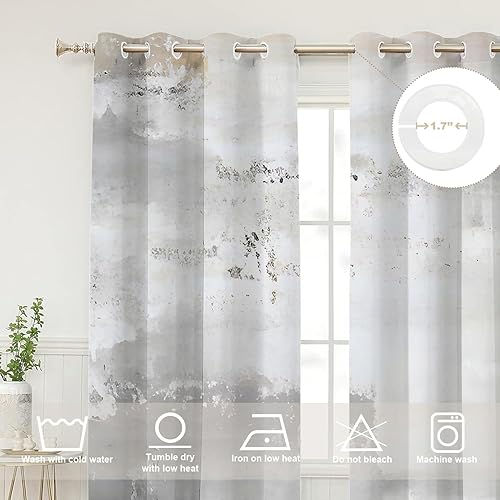 Miniatura 447 de Cenefas de cocina modernas con patrón de cobre marrón dorado para ventanas, cenefas opacas abstractas de marcas de arañazos y cortinas opacas