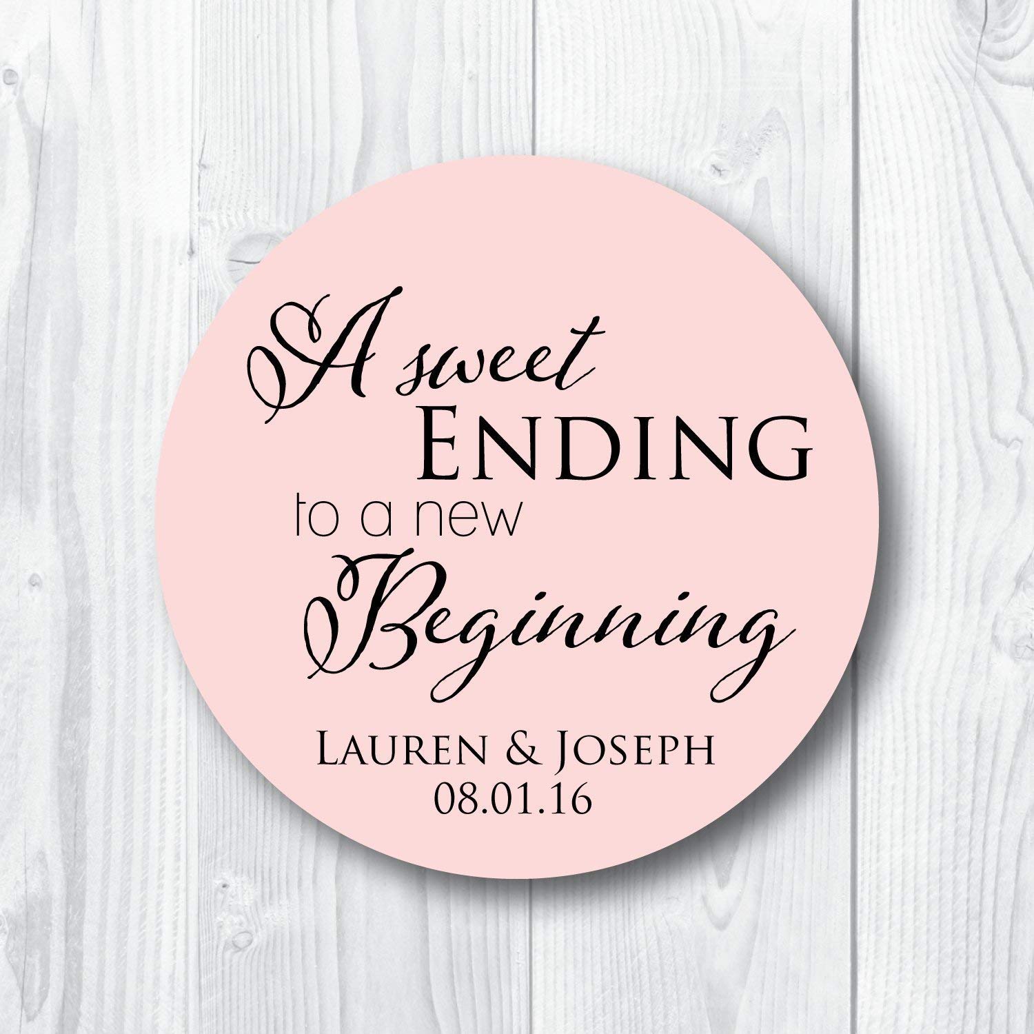 A Sweet Ending to a New Beginning Favor Stickers