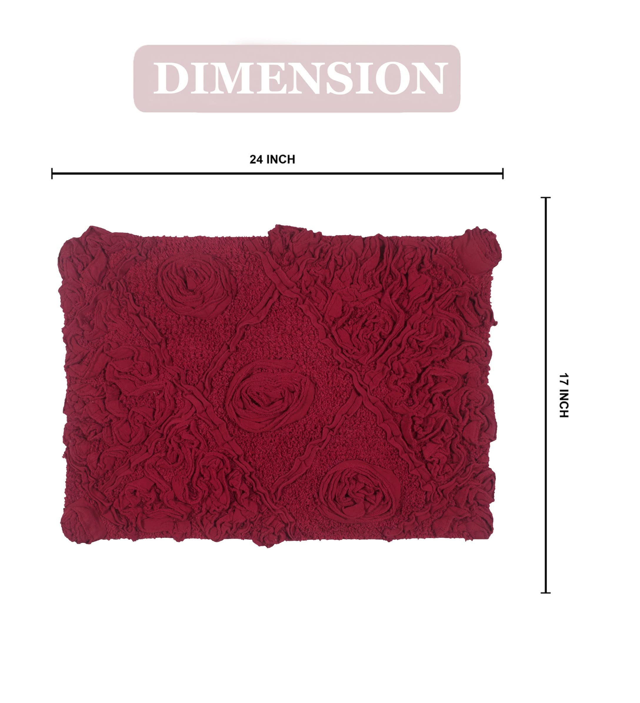 Home Weavers Modesto - Alfombra de baño de algodón Absorbente, Suave, Lavable a máquina, 17 x 24 Pulgadas, Color Rojo