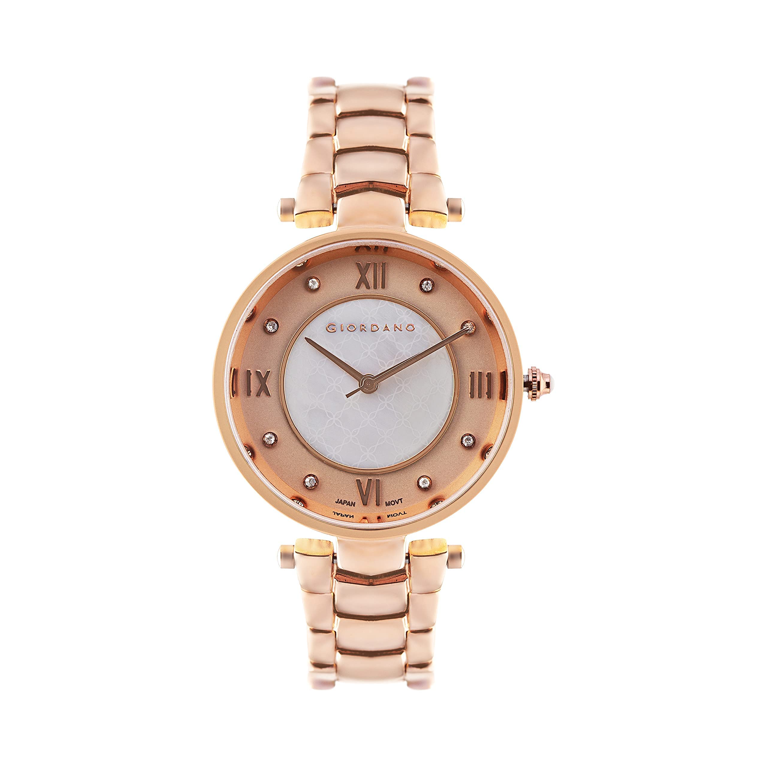 Giordano AW22 Collection Analog Watch for Women | Rose Gold Strap and White dial | Metal Strap and Crystal Studded to complement Your Look - GD-4032-22 (B08PNZRX9R) Amazon Price History, Amazon Price Tracker