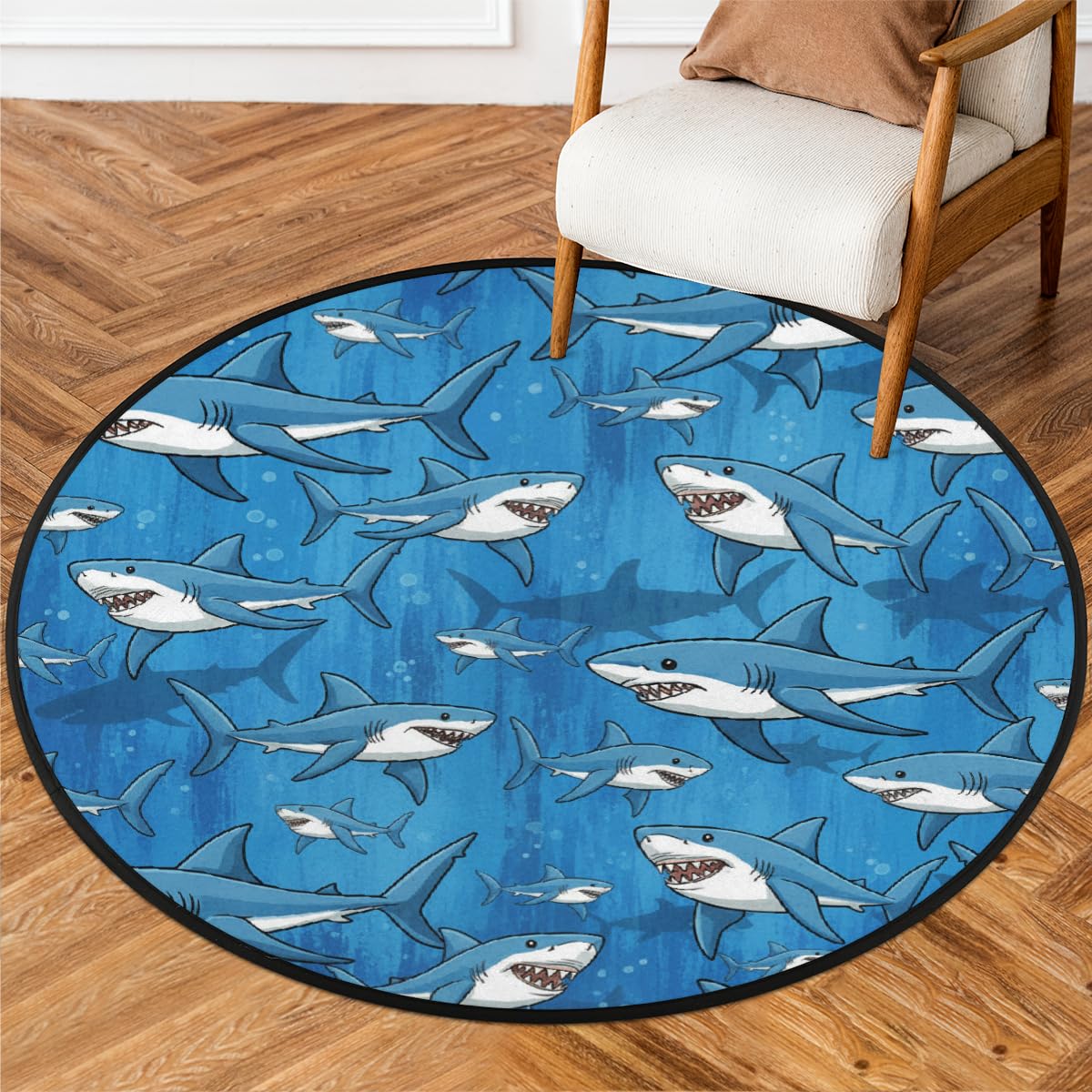 Tapis rond antidérapant résistant aux chutes pour salon et chambre enfant