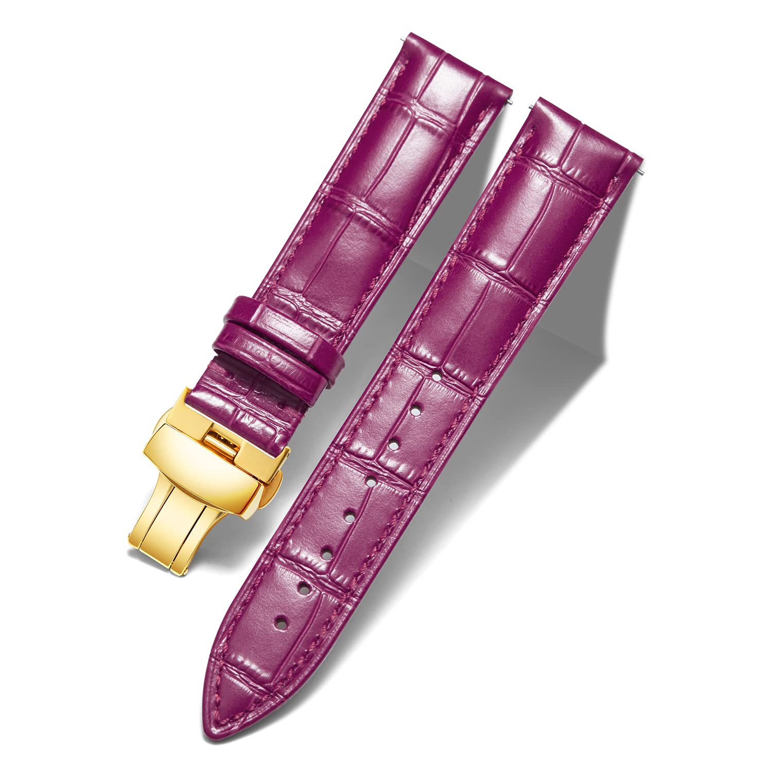 BINLUN Leather Watch Bands Replacement Alligator Pattern Watch Strap for Men Women with Silver/Gold/Rose Gold Butterfly Deployment Buckle 12mm 13mm 14mm 16mm 17mm 18mm 19mm 20mm 21mm 22mm 23mm 24mm — view 25