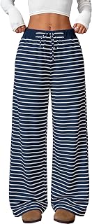 Womens Striped Wide Leg Lounge Pants