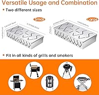 Vista 3 de Caja ahumadora para parrilla de gas, paquete de 2 cajas de astillas de madera de acero inoxidable con tapas con bisagras, caja de humo