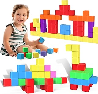 Apluses 54 PCS Magnetic Blocks, Magnetic Building Blocks for Toddlers 3+, Montessori Toys, Magnetic Cubes, Preschool STEM Educational Sensory Magnet Toys for Kids Ages 3-5 Year Old Boys and Girls