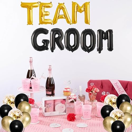 Miniatura 3 de Globos del novio del equipo dorado y negro para despedida de soltero para hombres, despedida de soltero/novio para ser/novio para ser decoración