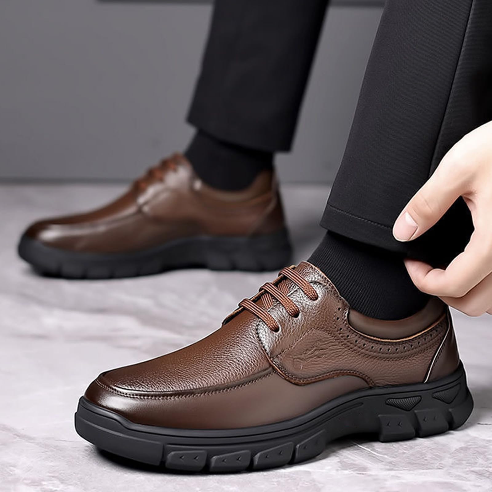 Scarpe Eleganti da Uomo | con Punta Arrotondata, in Pelle, con Lacci, Casual, Formali, Oxford, matrimonio, ufficio