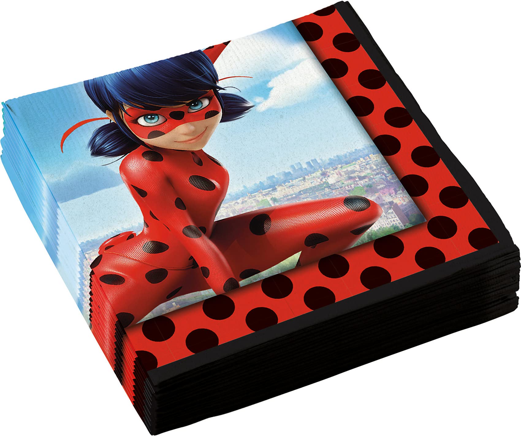 amscan 9902875 20 Napkins Miraculous, Red