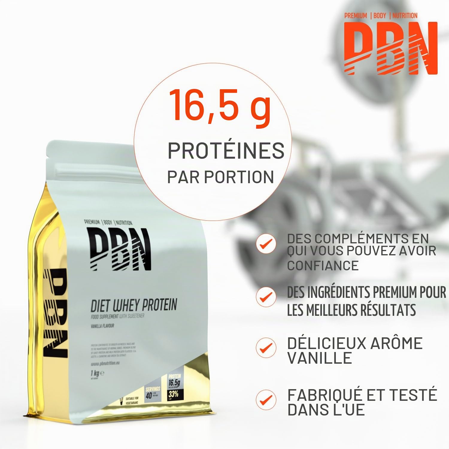 PBN - Premium Body Nutrition Whey Minceur 1kg Sachet, Vanille