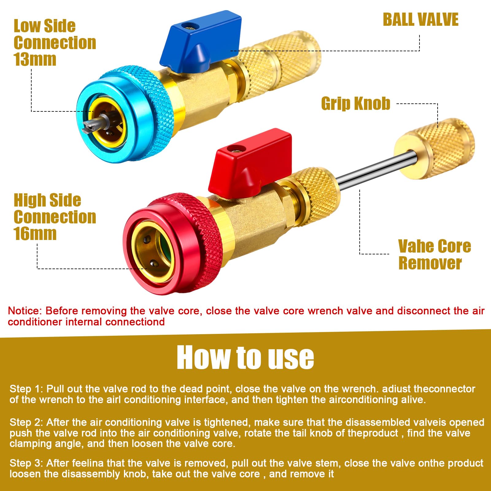 R134A R1234YF R22 Valve Core Quick Remover Installer - View #5