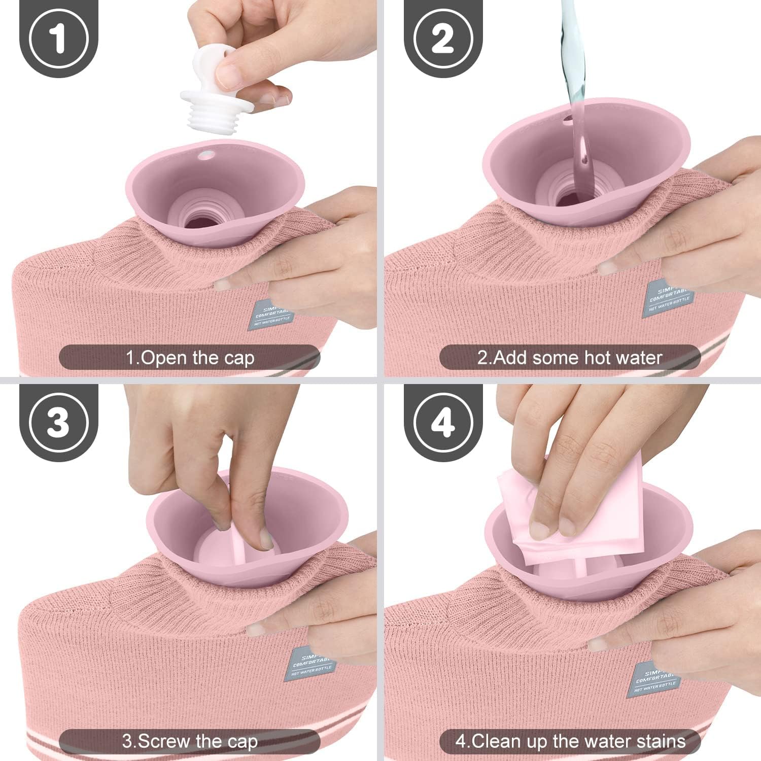 Wärmflasche mit weichem Bezug, 2 l großer PVC-Wärmbeutel, wiedergefrierbar, mit klassischem Streifen zur Schmerzlinderung, Wärme-Kältetherapie