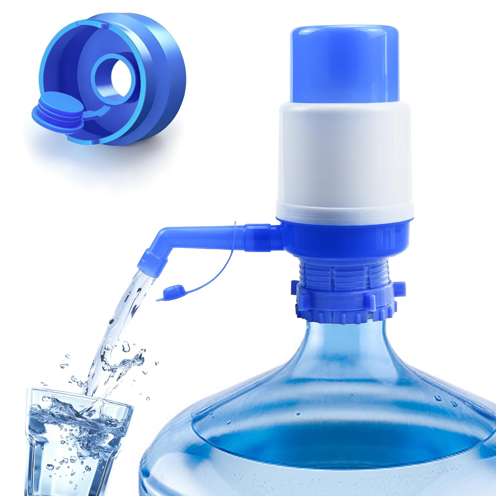 Bomba de agua manual para jarras de 5 galones con tapa de silicona hermética