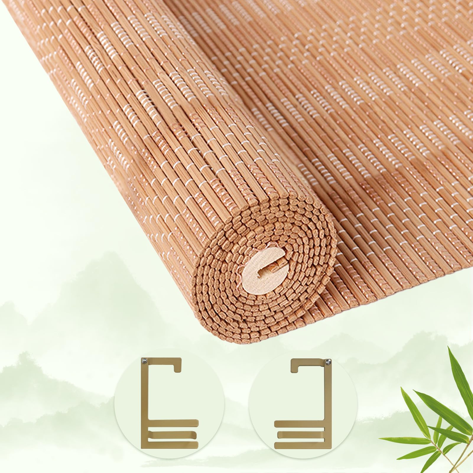 Bamboo Blinds, Bamboo Roller Blinds, Bamboo Blinds for Windows, Bamboo Shades for Windows, Bamboo Blinds for Indoor, Courtyard Garden, Balcony, Terrace, Outdoor Places,Customizable size C-Carbonized
