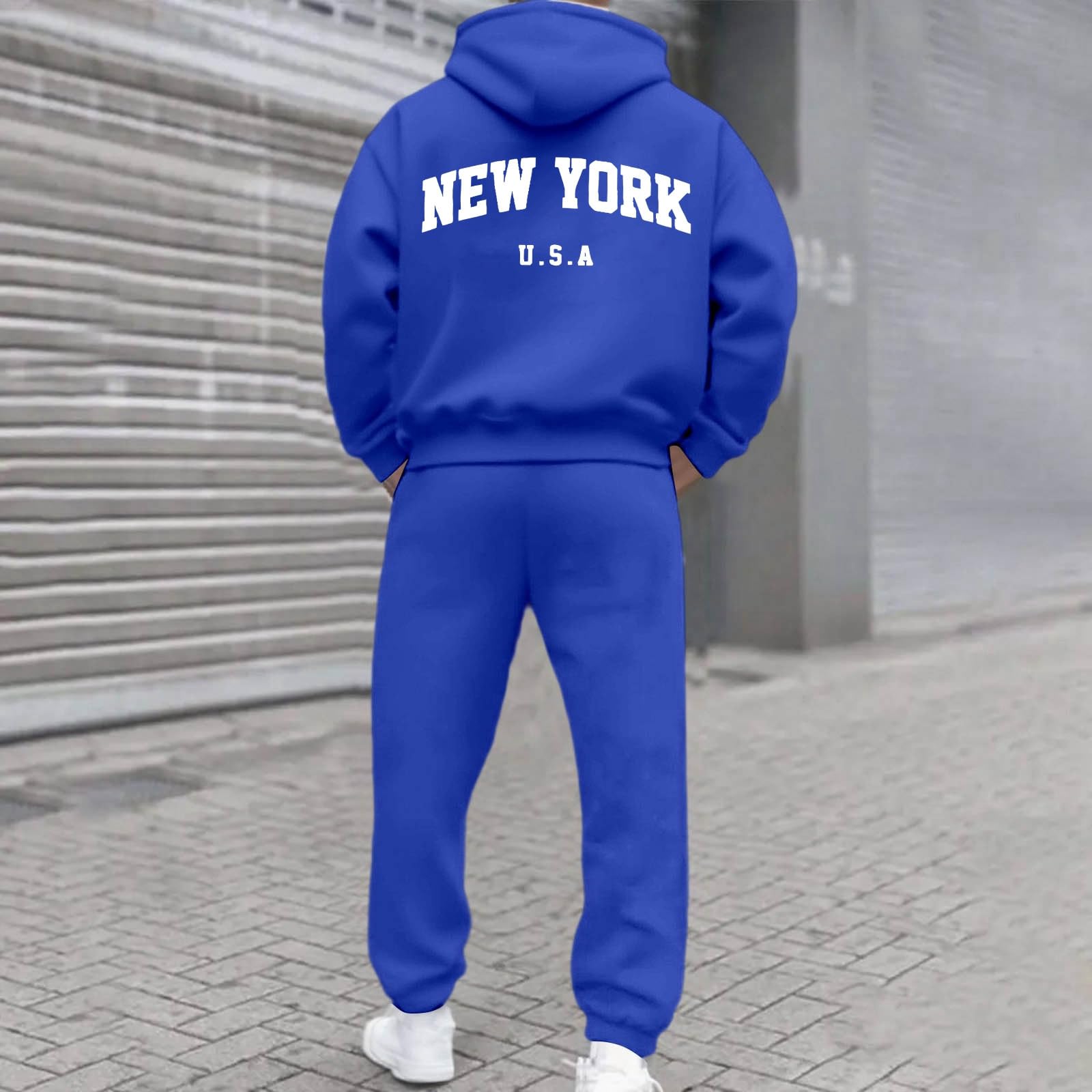 Tuta Uomo Completa Cotone Tute da Ginnastica, Felpa con Cappuccio Due Pezzi Felpe E Pantaloni Tuta Set Abbigliamento Sportiva Complete Completo Sportivo Uomo Tute da Casa Jogging con Elastico in Vita