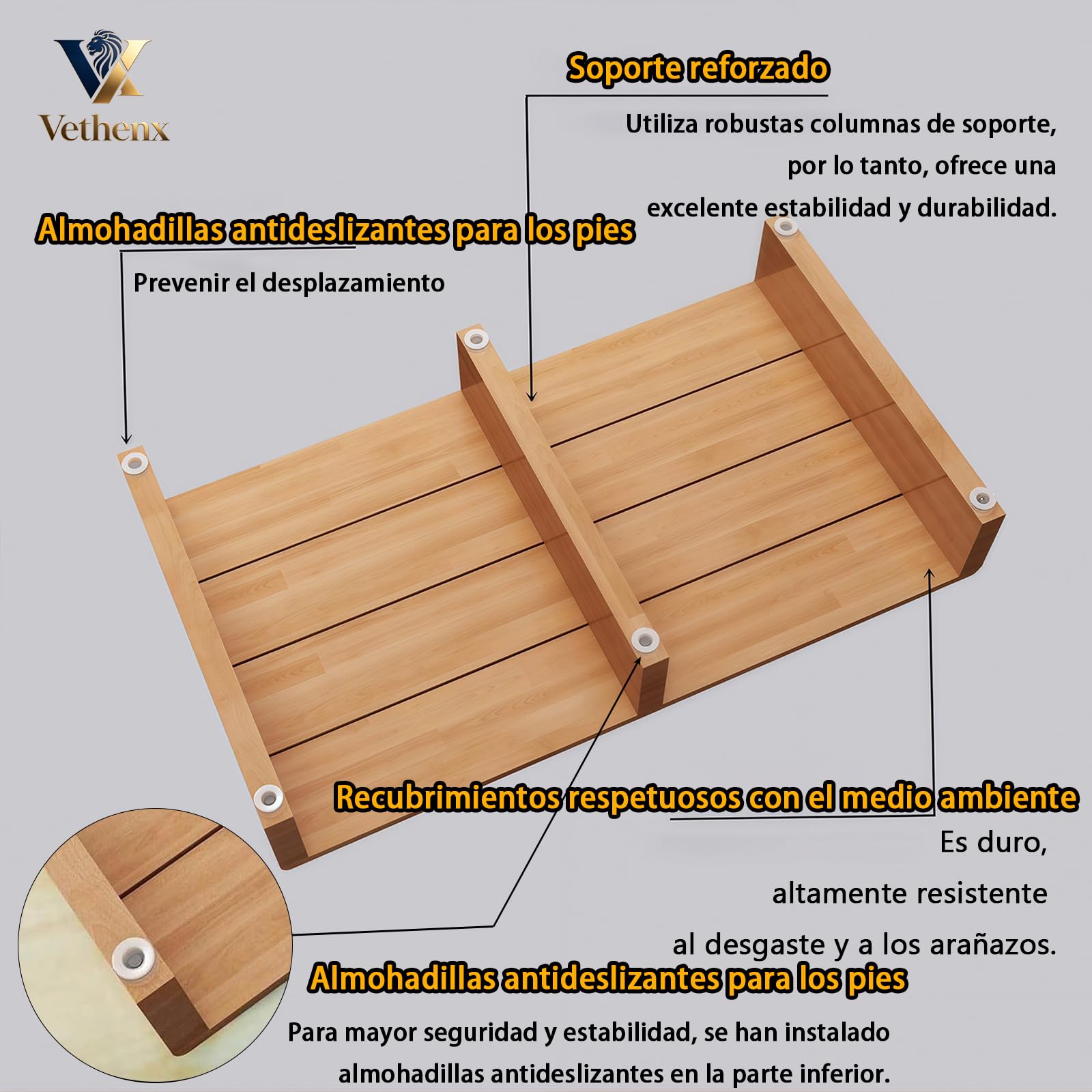 taburetes Escalera,Taburete de Cama,Parte Inferior Antideslizante,para Ancianos con Capacidad de 105 kg,para Cocina, baño.(80×30×15cm Marrón)