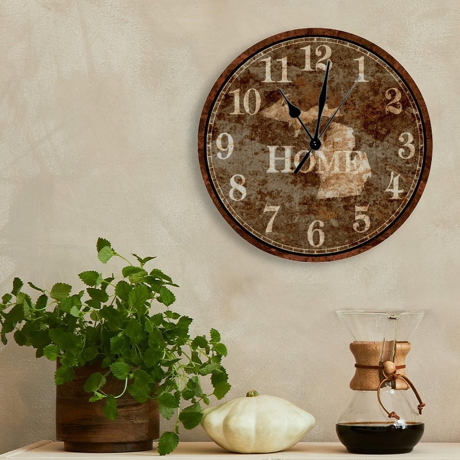 Michigan Home State Clock America Wall Clock Rustic Michigan Large Wooden Wall Clocks Battery Operated 15 Inch Silent Non-Ticking Rustic Nautical Home Decor for Kitchen Living Room Bedroom Office