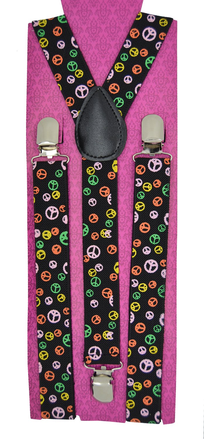 Men's Unisex Clip-on Braces Elastic "Rainbow Peace" Suspender Y-Shape Ajustable