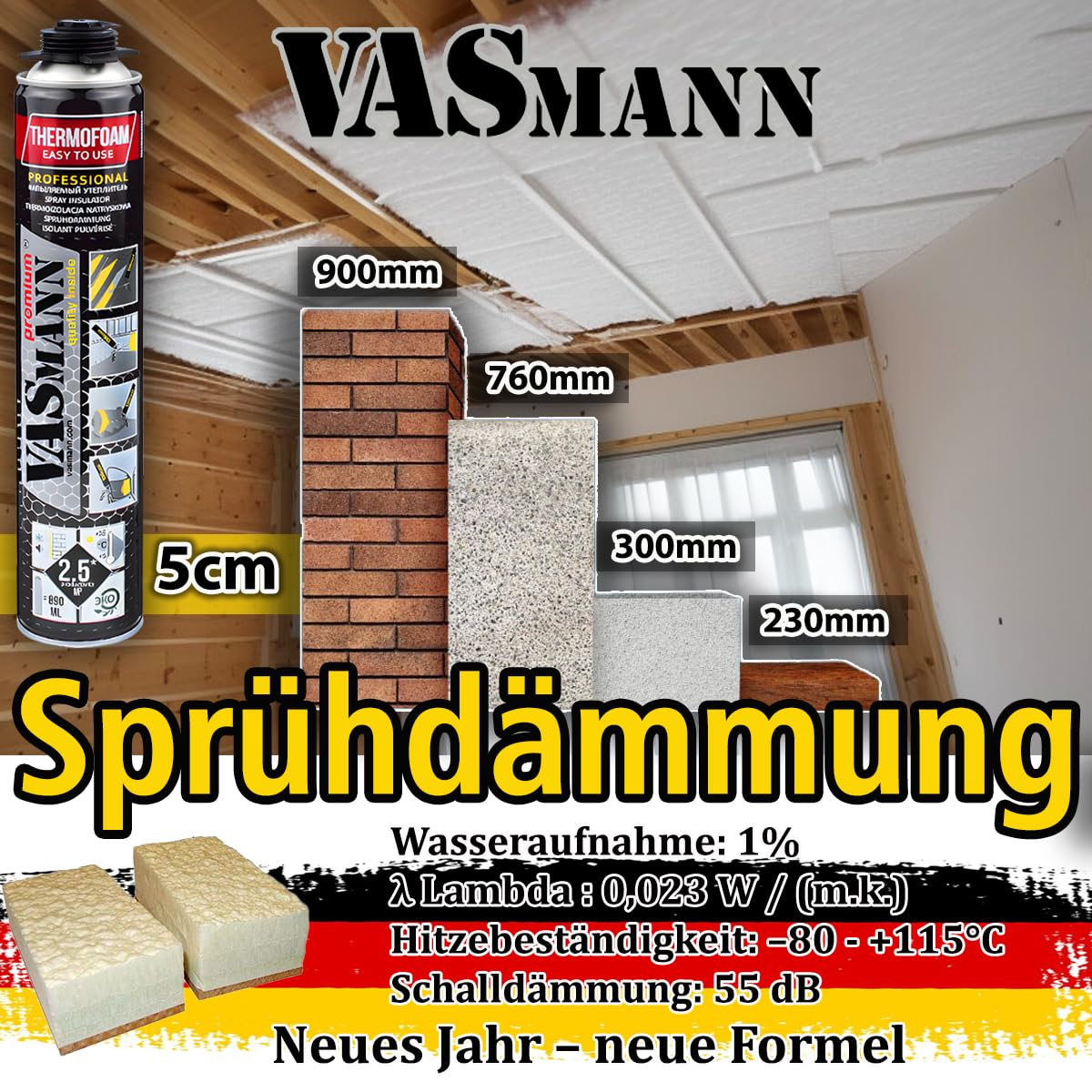 Izolacja natryskowa 12 x 890 ml + pistolet, izolacja stropu piwnicy, izolacja pośrednia, izolacja dachowa, wszechstronne rozwiązania izolacyjne, skuteczna izolacja cieplna EPS / XPS (30 m2 +