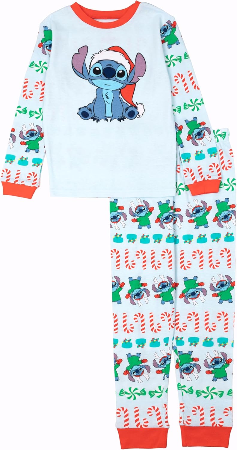Disney Unisex Kids' 2-piece Snug-fit Cotton Holiday Matching Pajama Set, Soft & Cute for Kids