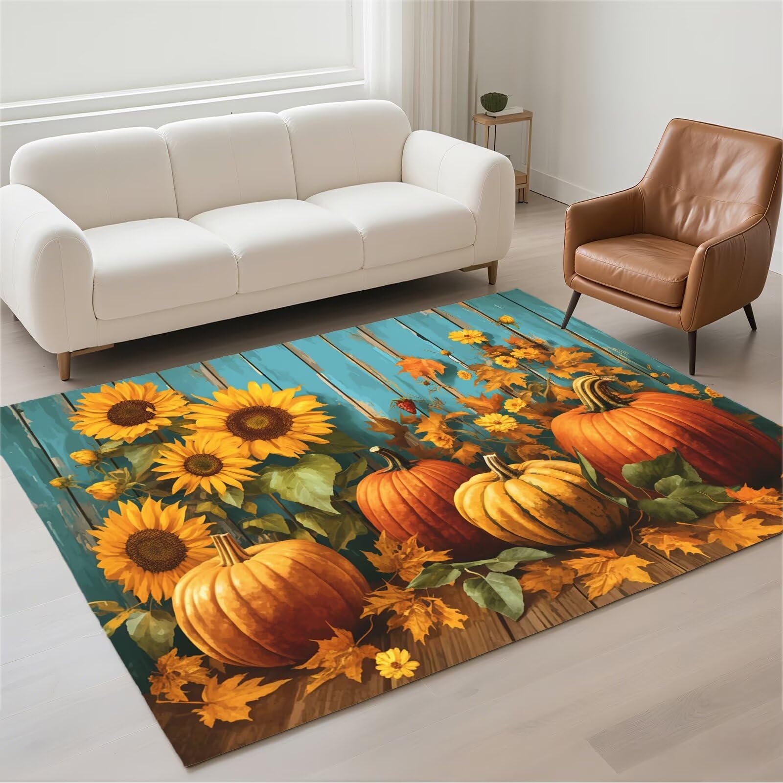 Grand tapis lavable en machine antidérapant pour chambre et salon