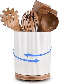 QUELIEN 360° Rotating Kitchen Utensil Holder for Countertop, Large Ceram...