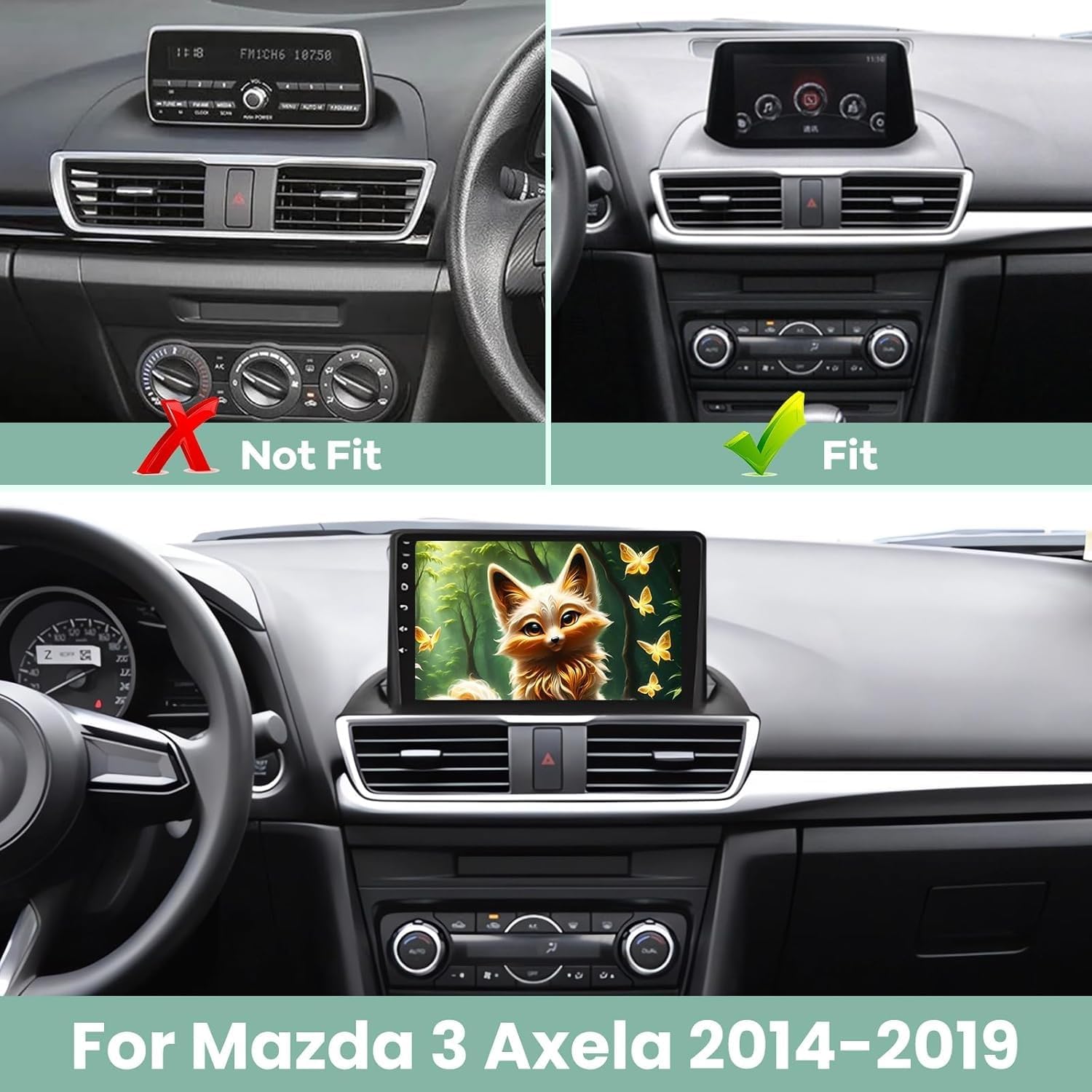 Double Din Car Stereo Radio Compatible for Mazda 3 2014-2019 with CarPlay Android Auto, 9" Touch Screen Car Radio Audio Receiver with Bluetooth,Back-up Camera& Steering Wheel Control,GPS,WiFi