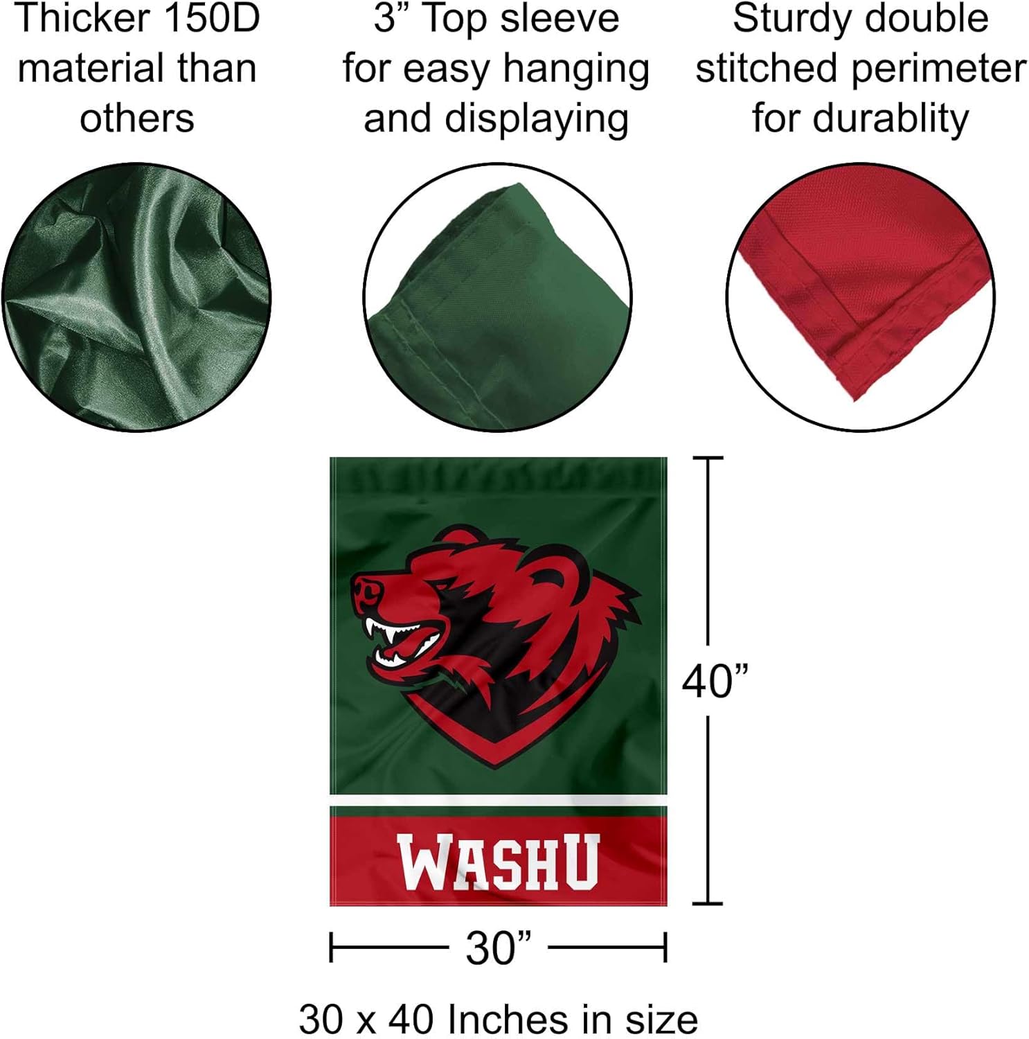 Washington St. Louis Bears Wordmark Logo House Flag Banner - Image 2