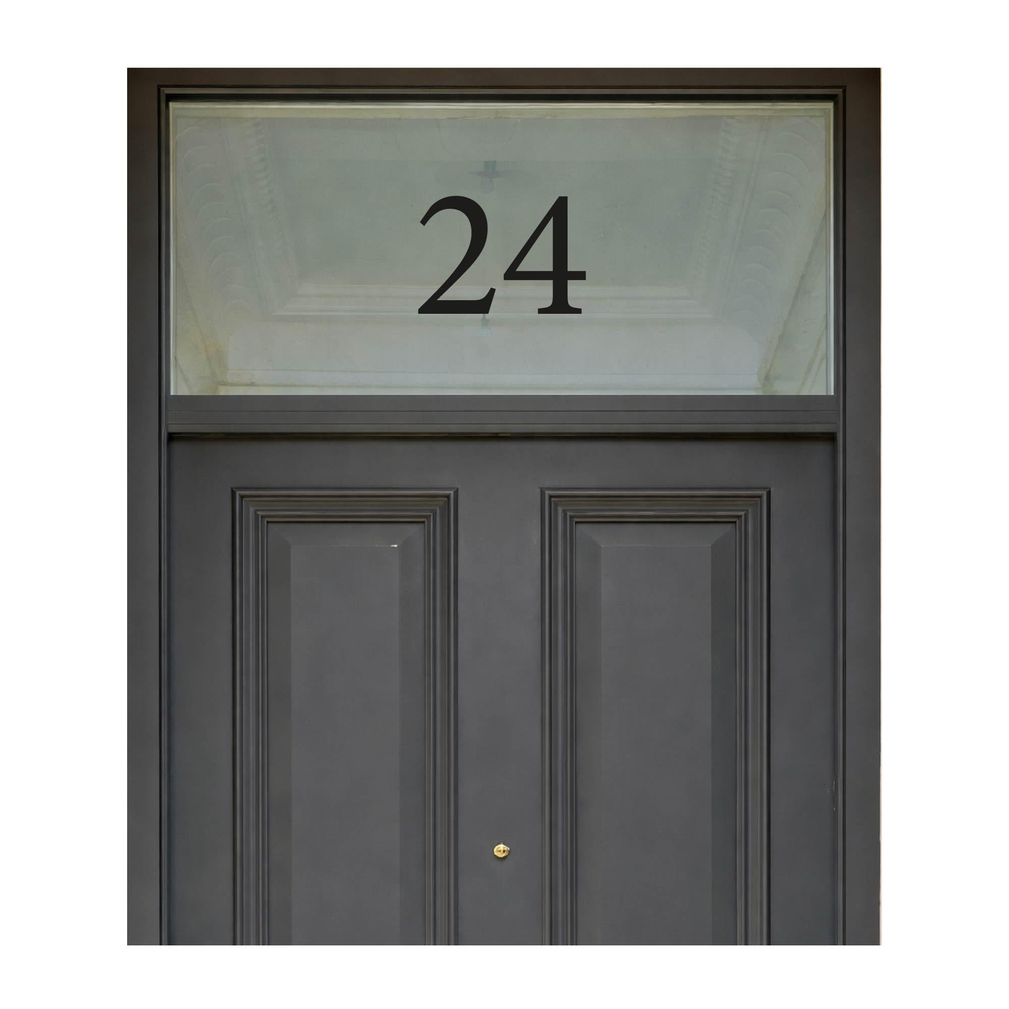 Personalised Black Modern Fanlight House Door Number, House Number for Glass, Front Door Number, Housewarming Gift