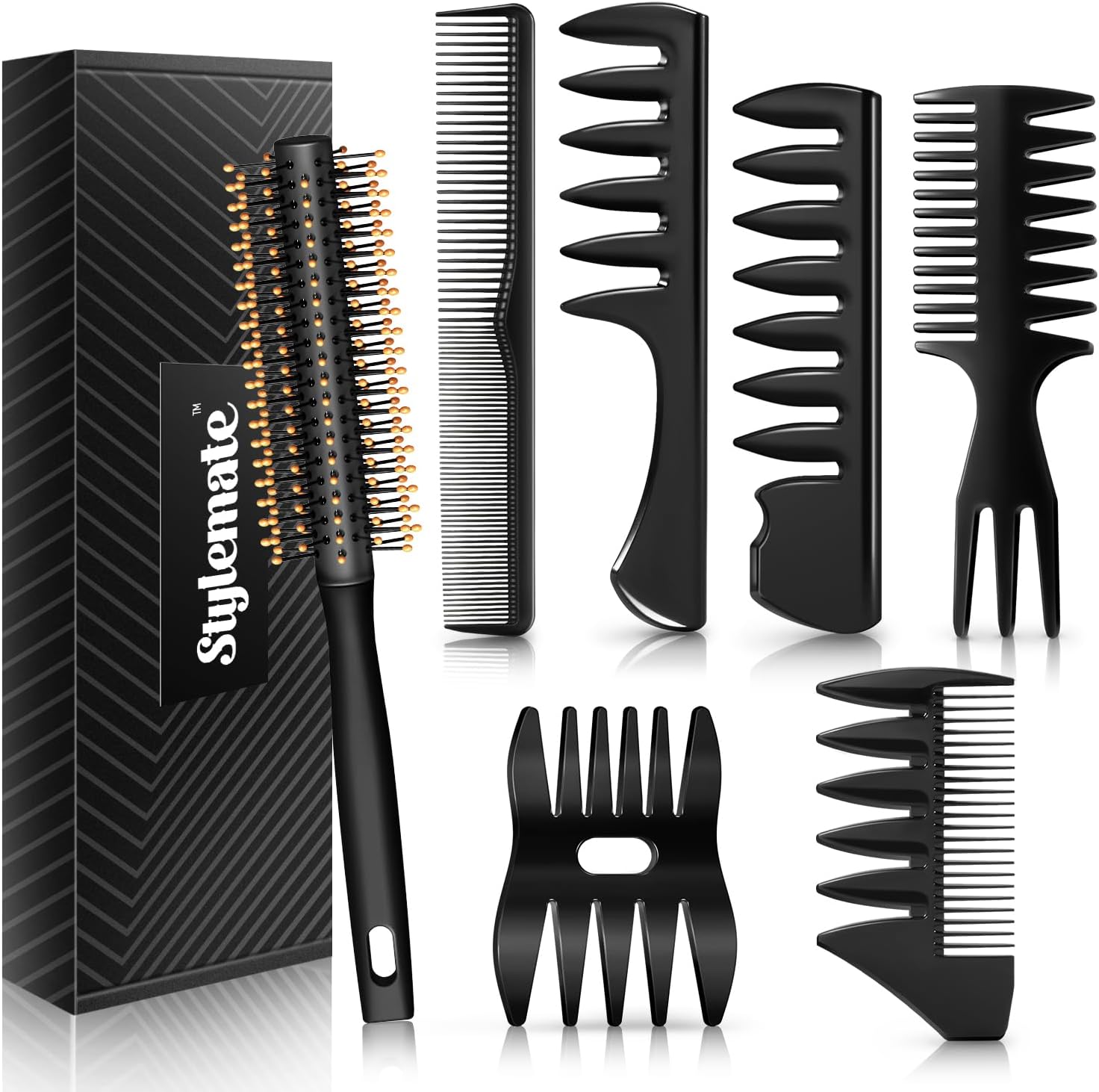 Hair Styling Brush And Comb Set For Men - Quiff Roller Brush