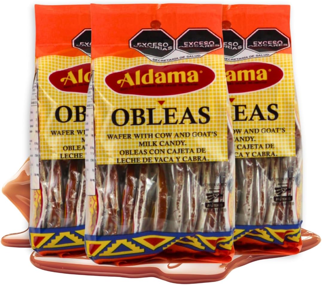 ALDAMA Mini Obleas Milk Candy Wafers – Traditional Mexican Cajeta Wafer Candy, Individually Wrapped (3-Pack, 20 Piece Per Pack)