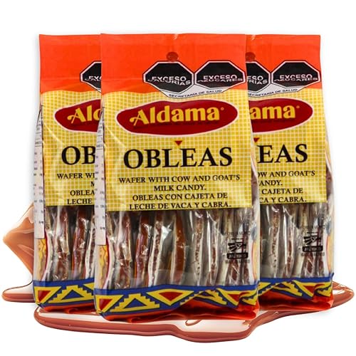 Aldama Mini obleas de caramelo de leche Obleas  Caramelo tradicional mexicano de oblea de cajeta, envueltos individualmente (paquete de 3, 20 piezas