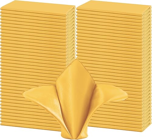 Juego de 72 servilletas de tela de satén doradas, 20 x 20 pulgadas, servilletas cuadradas de tela suave y lisa, servilletas lavables reutilizables