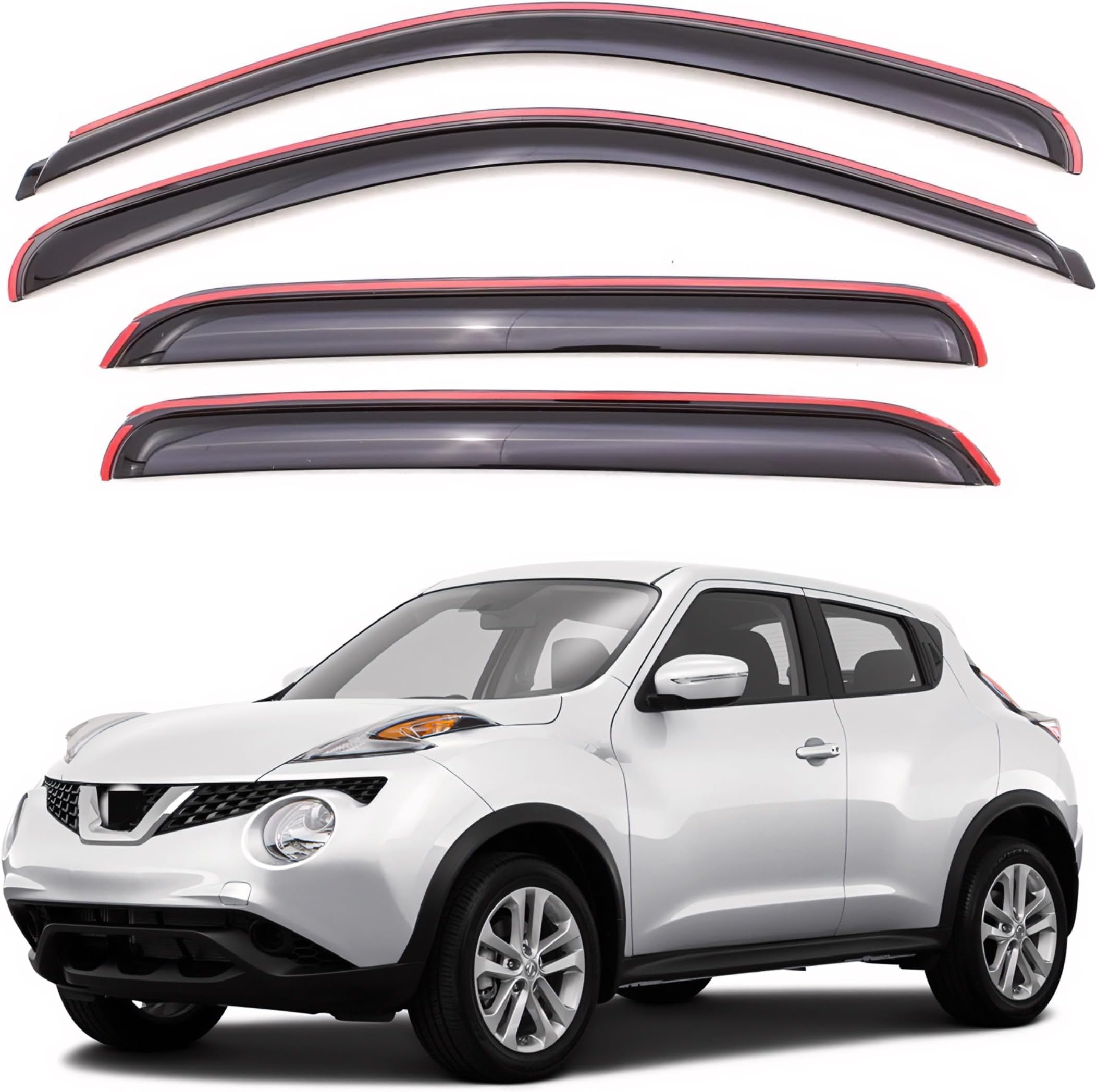 KPYWindow Visor Compatible with Nissan Juke 2011-2017, 4PC Rain Guard Side Window Vent Deflectors in-Channel Style, 2011 2012 2013 2014 2015 2016 2017