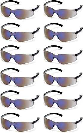 Pyramex Ztek Safety Glasses Blue Mirror Lens S2575S (12 Pair Pack)