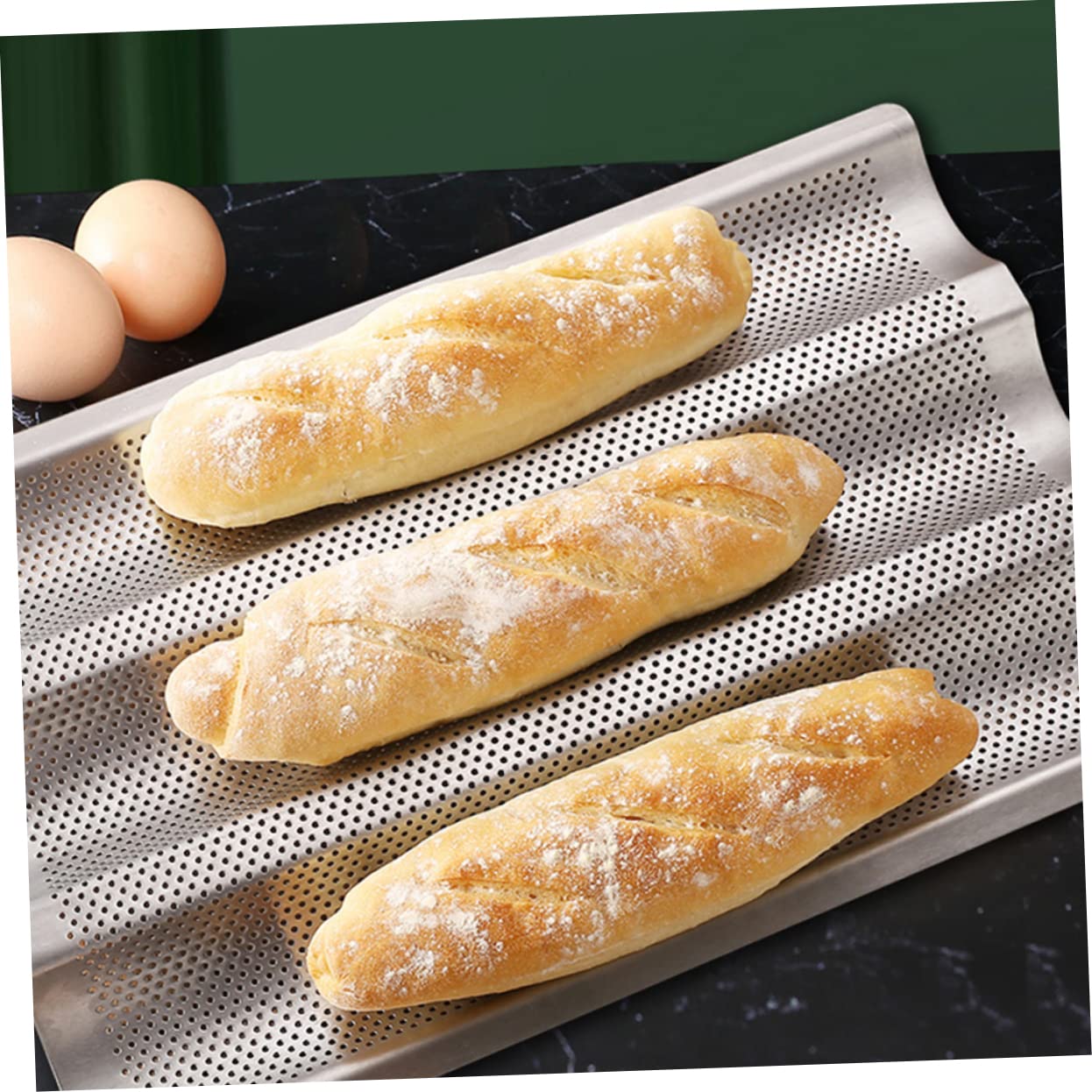 YARNOW 2pcs Moule à Baguette en Acier Inoxydable Argenté Surface Lisse Antiadhésive, Facile à Nettoyer, pour Boulangerie et Pâtisserie Professionnelle