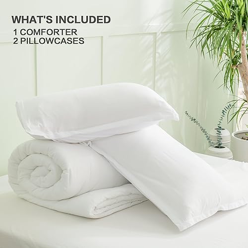 Miniatura 6 de Andency Juego de edredón blanco tamaño matrimonial, juego de edredón bohemio para cama de tamaño matrimonial, juego de ropa de cama de 3 piezas
