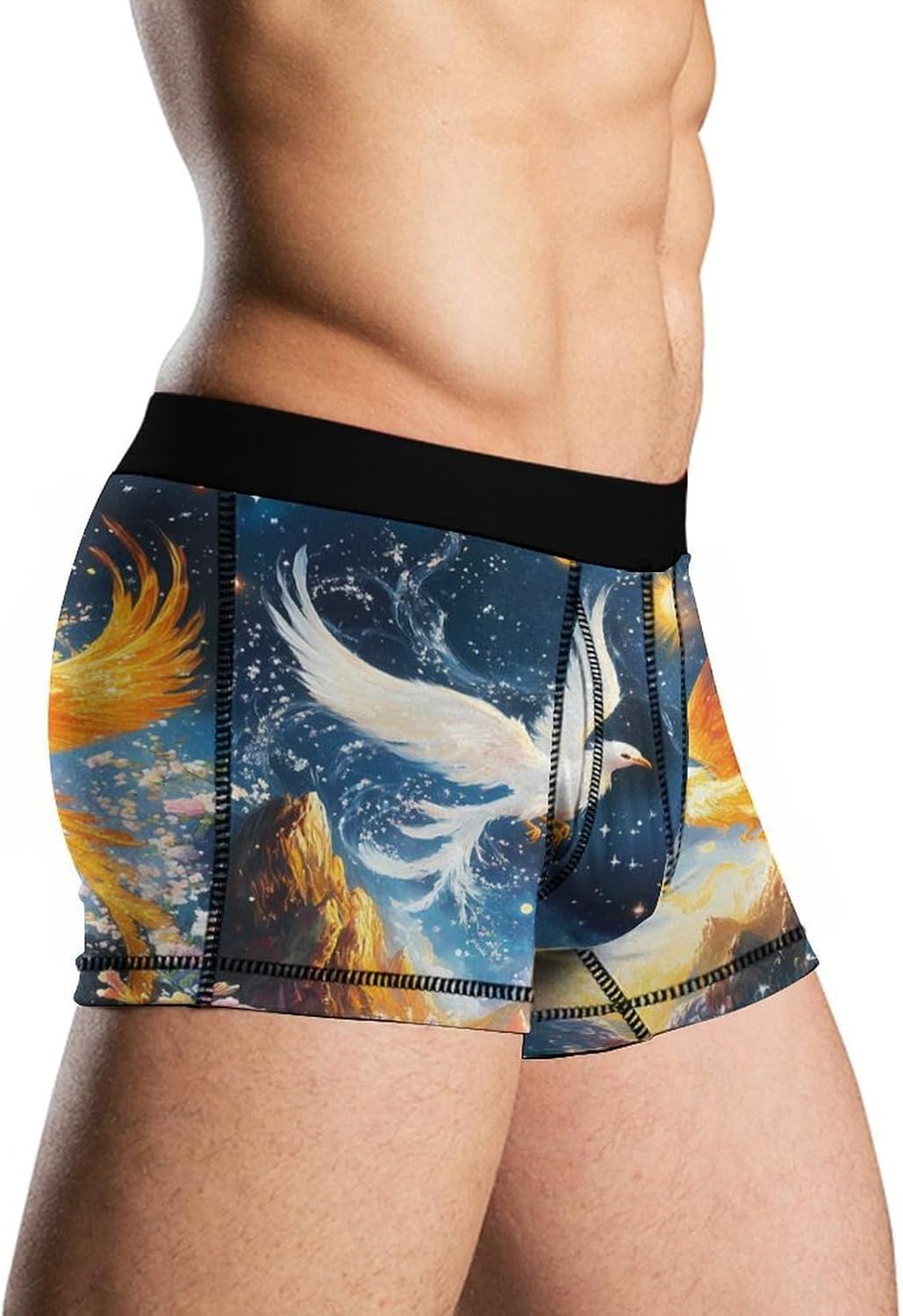 Phoenixs Flame Bird Flying to The Sky Mens Underwear Moisture-Wicking Boxer Briefs Breathable Shorts Underpants Trunks